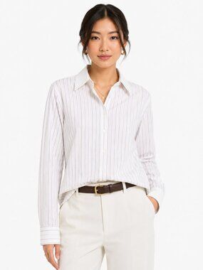Liz Claiborne White Dress Shirt with Light Purple Pinstripes